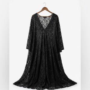 HolyClothing Black Lace Maxi Dress 5X NWT Renaissance Goth Witchy Plus Size